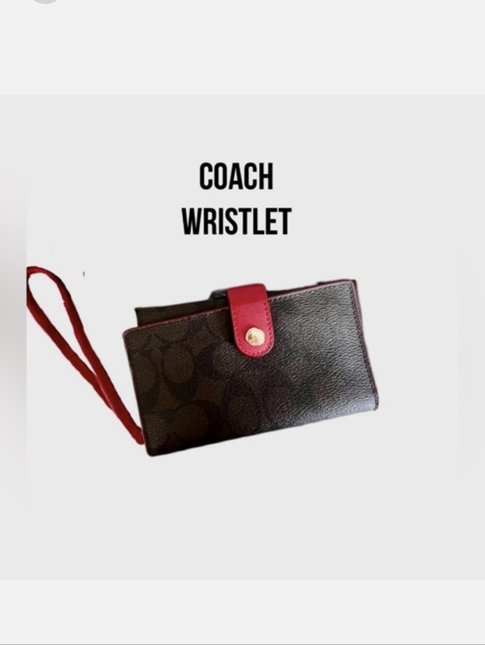 Coach Wristlet in Brown with Red Accent